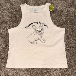 Mighty Fine Cream Tank Top with Frenchie Graphic